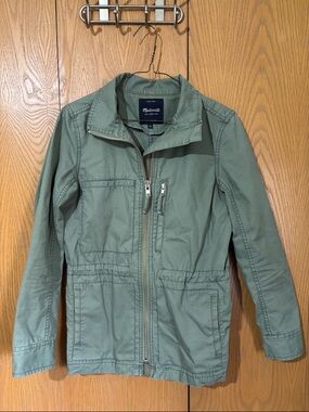 Madewell Green Zip-Front Field Utility army green Jacket size small 100% cotton
